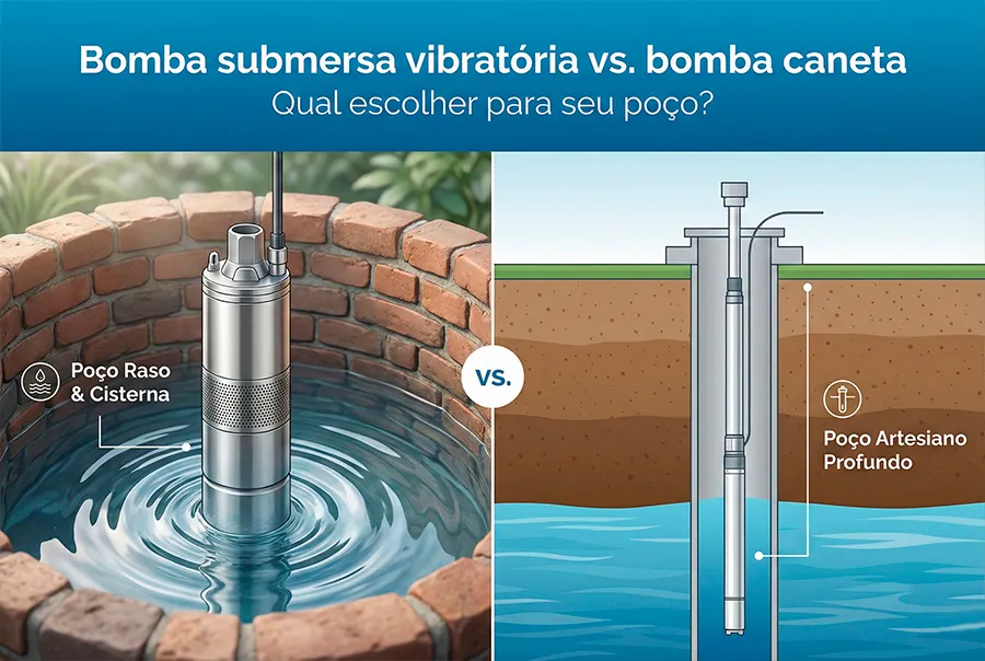 Bomba submersa vibratória vs. bomba caneta: qual escolher para seu poço?