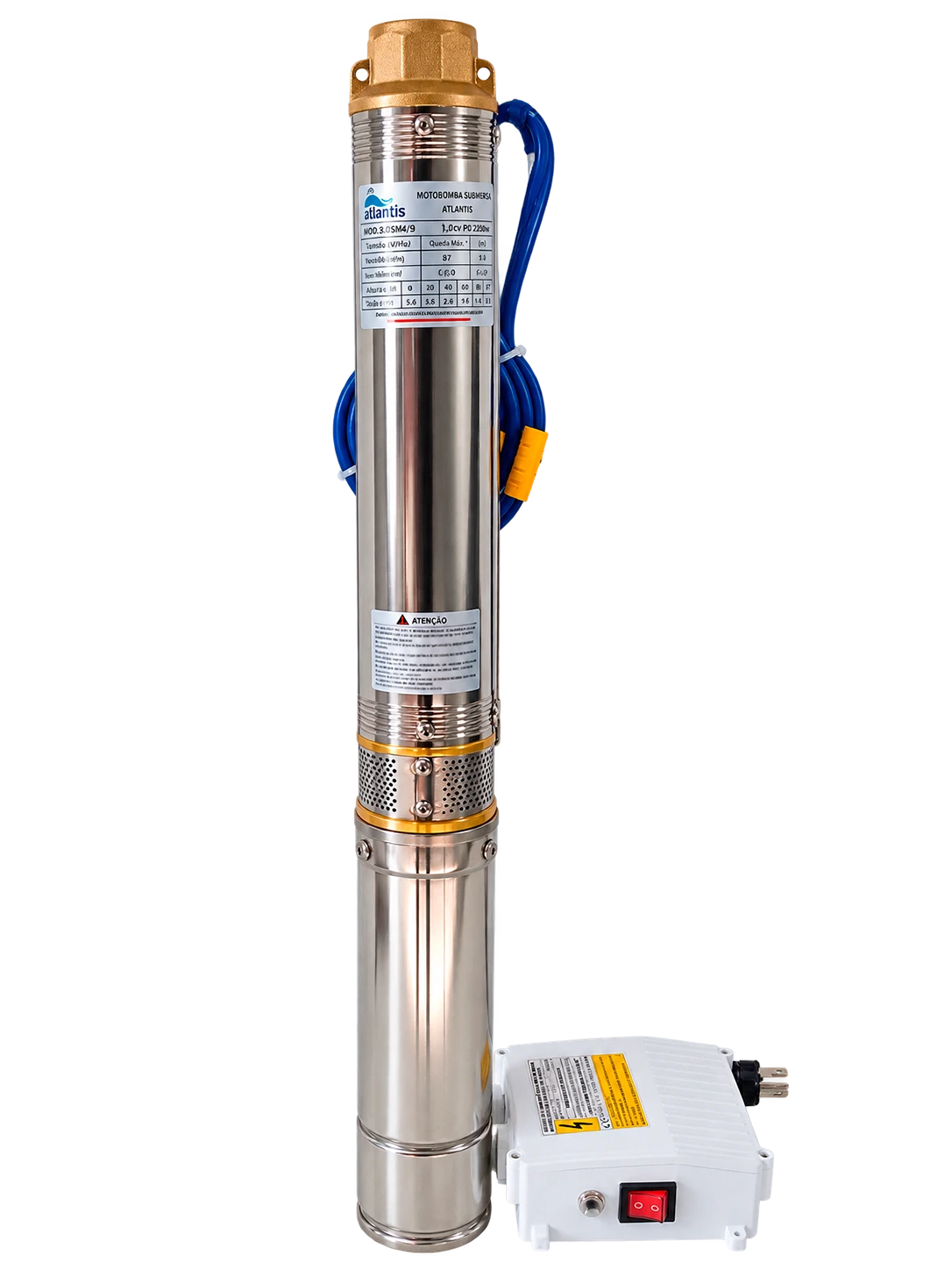Motobomba Submersible Stick Pump with control box 3ATSM 2/9 - 0.5 HP