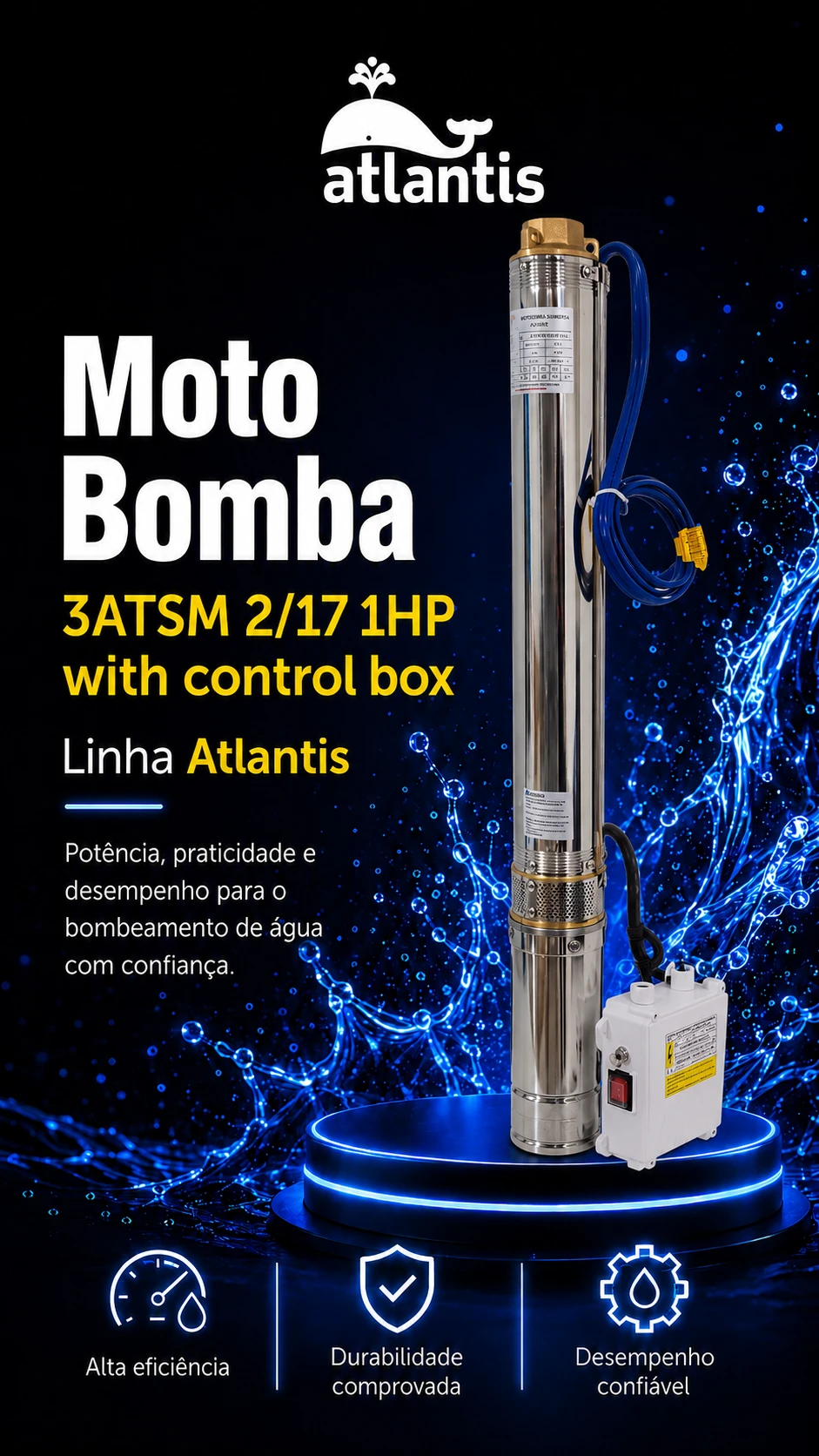 Moto Bomba 3ATSM 2/17 1HP with Control Box — Atlantis