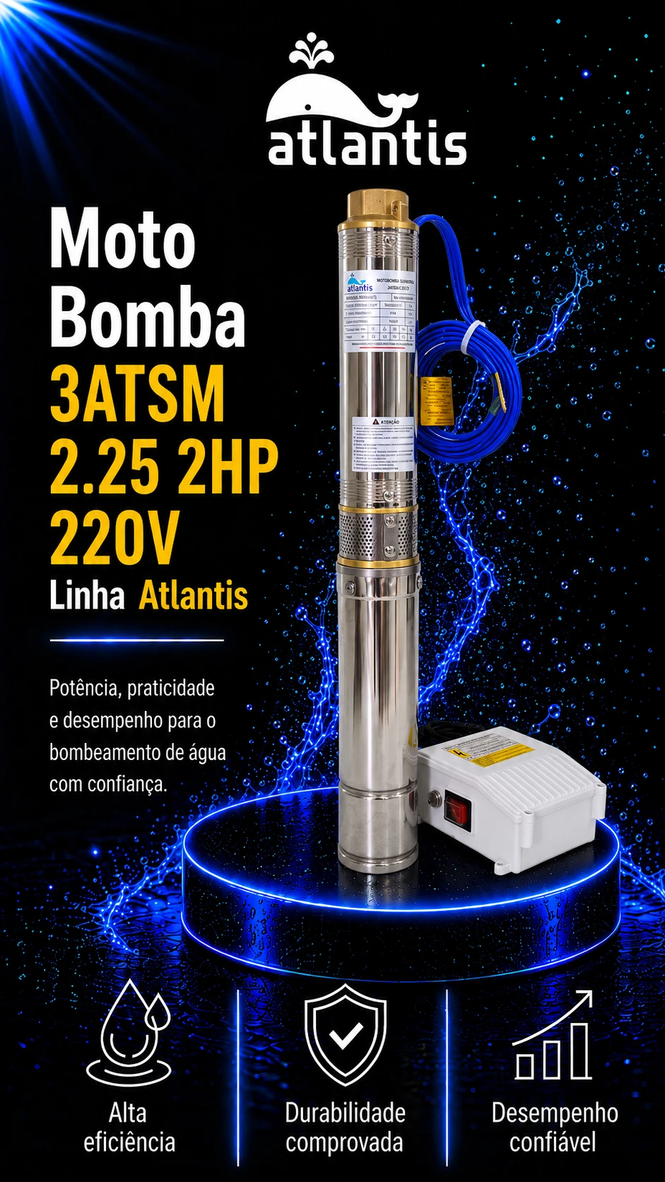 Moto Bomba 3ATSM 2.5 0.25HP with Control Box — Atlantis