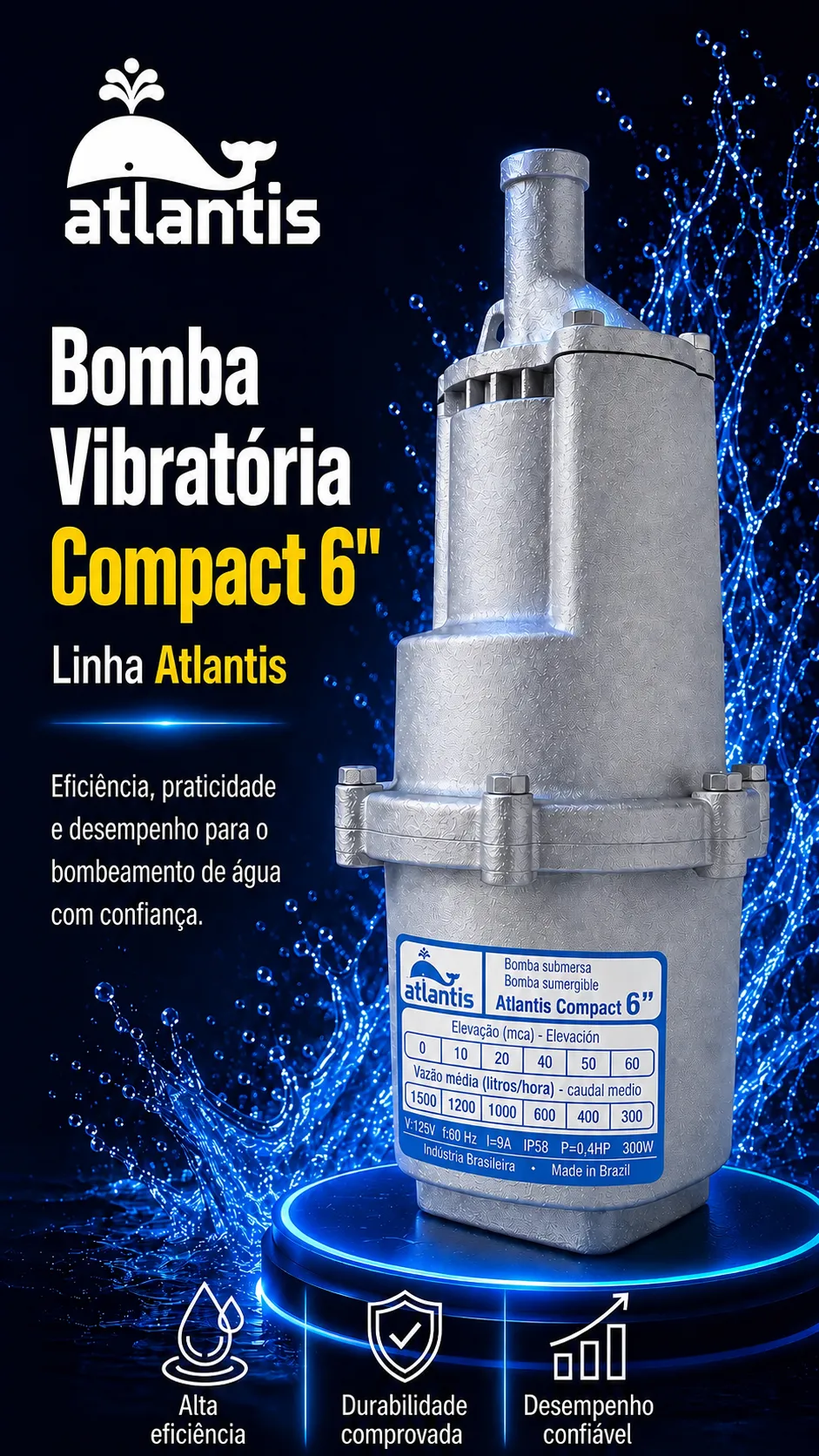 Compact 6" Submersible Vibratory Pump
