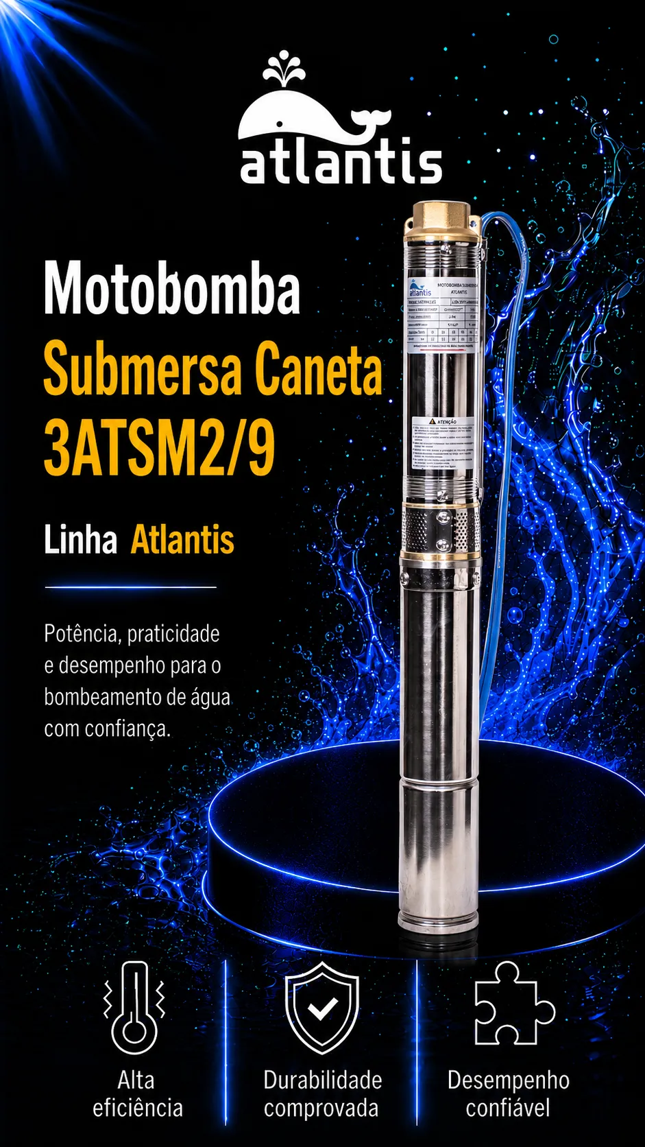 Motobomba Sumergible Palito 3 ATSM2/9