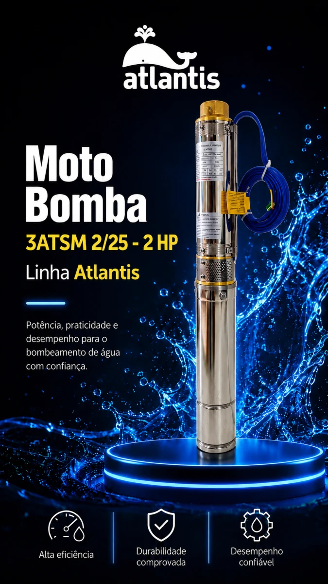 Motobomba Submersa Caneta 3ATSM 2/25 - 2 HP — Atlantis