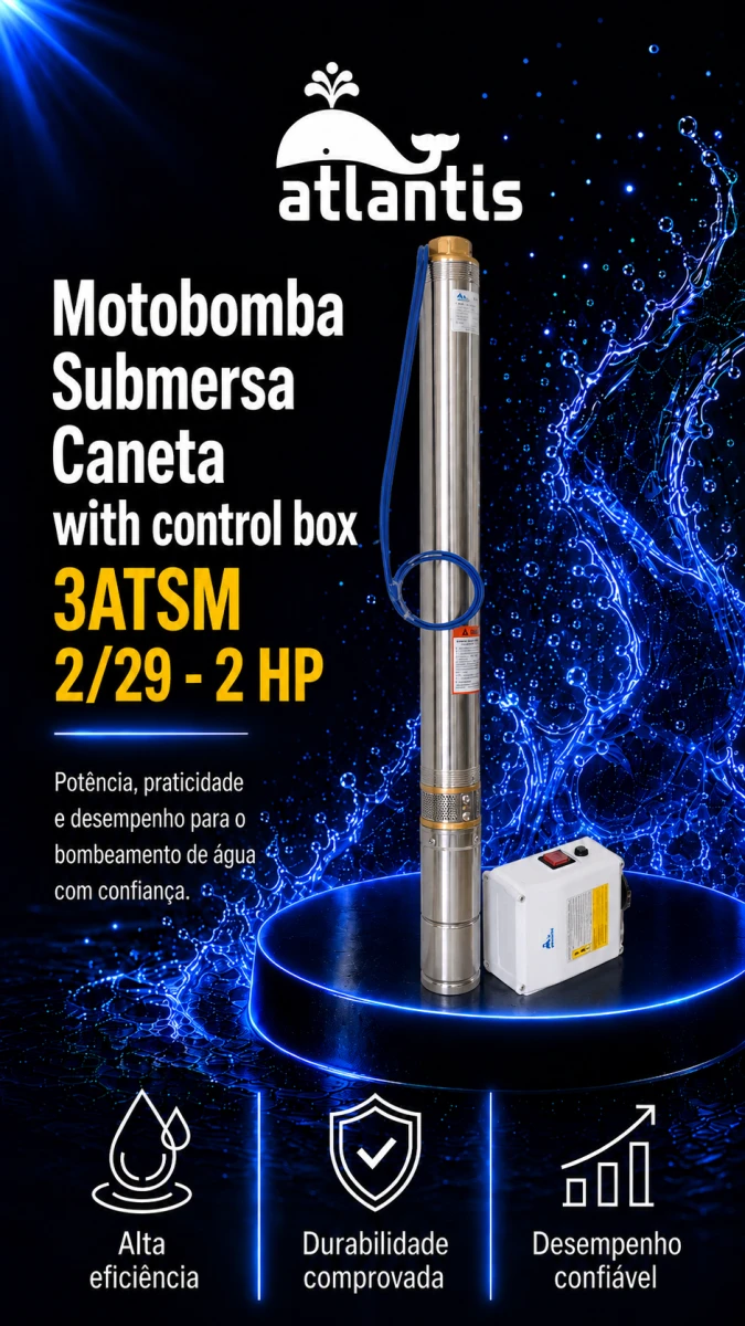 Motobomba Sumergible Palito with control box 3ATSM 2/29 - 2 HP — Atlantis