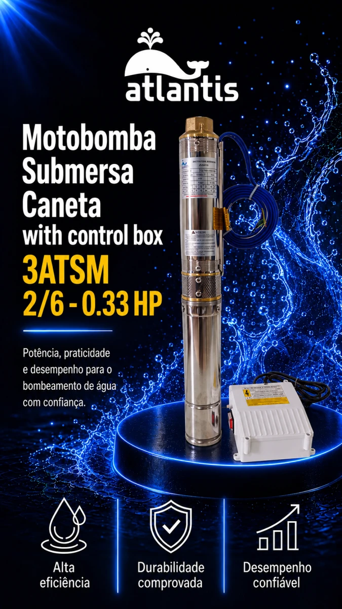 Motobomba Sumergible Palito with control box 3ATSM 2/6 - 0.33 HP — Atlantis
