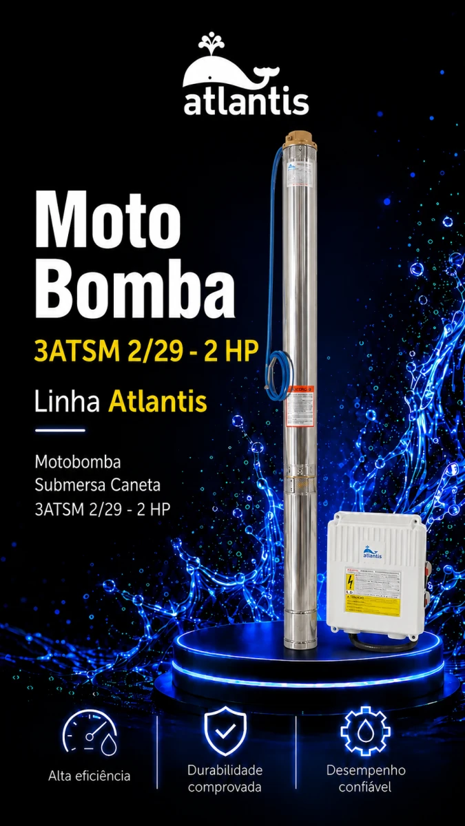 Motobomba Submersa Caneta 3ATSM 2/29 - 2 HP — Atlantis